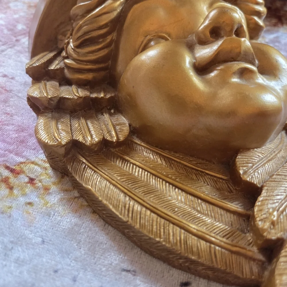 Vintage heavy cherub wall shelf - Victorian style Gold Gilded Finish Stunning